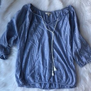 J Crew Light Blue 3/4 Sleeve Top